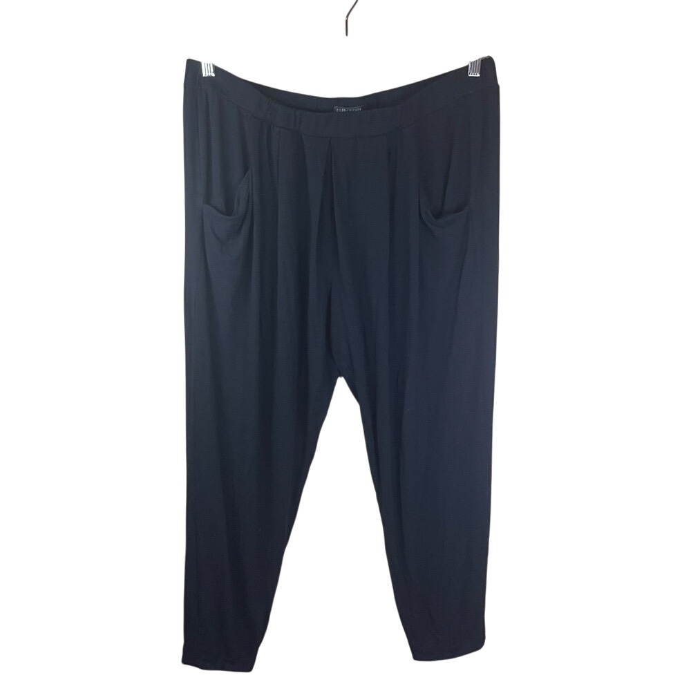 Eileen Fisher Womens Size Large Pull On Black Dress‎ Pant Pockets Career Office